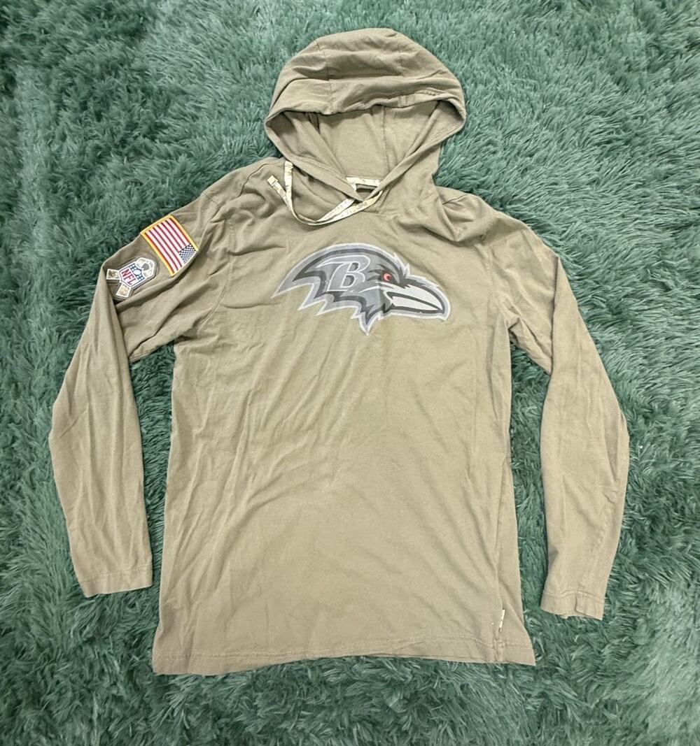Nike NFL Baltimore Ravens Hoodie Men's Medium M Olive Green Dri-FIT On-Field
